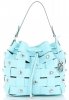 Vittoria Gotti Modna Torebka Skórzana Unikatowy Shopper Made in Italy Turkusowa